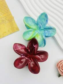 1pc Women Large Size Blue Gradient Flower Plastic Lightweight Hair Clip, Fashionable And Versatile High-End Elegant Simplistic Solid Color Hair Accessory, Suitable For Daily Casual, Party, Commute, Vacation, Hairstyling, Makeup, Outfit Matching Hair Claws Claw Clips Hair Clips Hair Jaw Clip Hair Clamps Hair Clutch Hair Catcher Clip