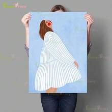 1 件/3 件卡通女孩小鸟简约海报北欧海报墙艺术帆布画家居装饰墙画客厅无框艺术风格框架复古 - 彩色 - 查看 37