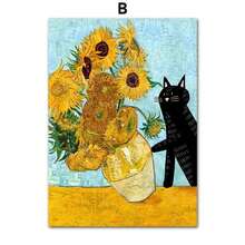 1pc/3PCS Funny Art Matisse Monet Black Cat Van Gogh Sunflowers Canvas Painting Posters And Prints Wall Pictures For Living Room Decor Frameless Literary Frame Vintage 2025 Best Selling Halloween Decorative Paintings, Easter Decorative Paintings, Warm Impression Canvas Paintings, Living Room Decorative Paintings Bedroom Decoration Frameless Paintings With Framed Paintings, Simple Art Paintings - Multicolor - View 27