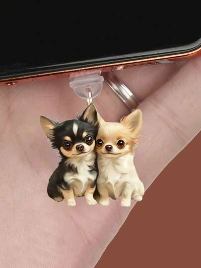 1pc Cute Dog Acrylic Phone Dust Plug, Fits Type-C Oval Charging Port And Apple Phone Charging Port
