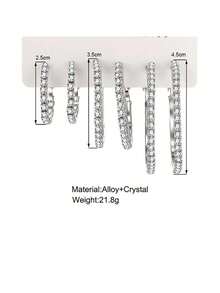 6pcs Rhinestone Hoop Earrings Set, Jewelry Gift For Women, Teacher (Random Card Included) - Yellow Gold - View 7