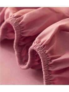 1 Piece Fitted/Drawer Sheet Cotton Breathable Solid Color - Pink - View 4