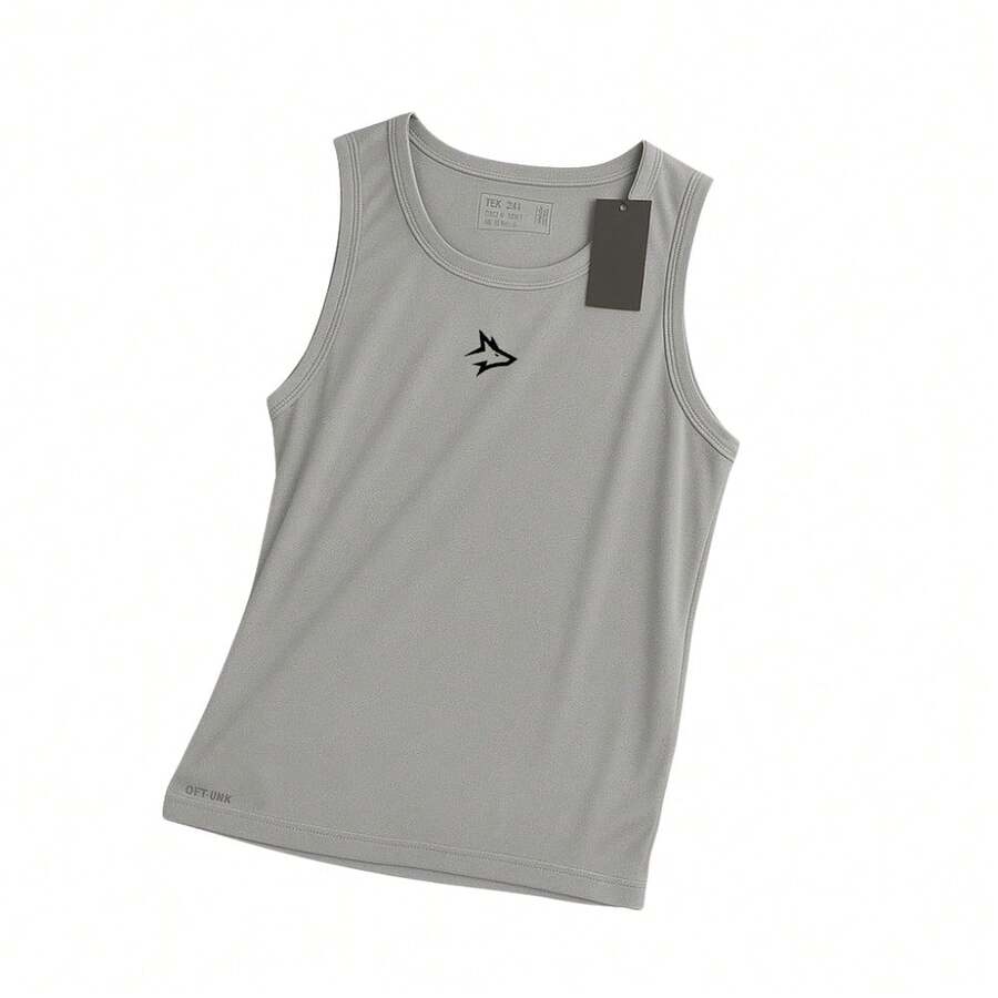 Men's Dry-Fit Tank Top - Fox 02 - Gym Running Crossfit Skate Basketball - 灰色 - 查看 1