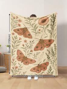 1 peça Vintage Aquarela Estilo Floral Abelha Margarida Padrão Botânico Inseto Cobertor de Pelúcia Macio, Quente e para Todas as Estações, Adequado para Sala de Estar, Sofá, Poltrona Reclinável, Quarto, Viagem de Carro, Camping, Escritório, Decoração de Casa Presente - Multicolorido - Ver 6