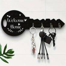 Bohemian-Style Country Wooden Key Holder With Rack And Hook - Easy To Install, Space-Saving Wall-Mounted Organizer, Suitable For Keys, Coats, Etc. - Suitable For Entrances, Kitchens, Offices, Key Hangers