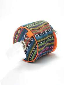 1 pezzo Custodia per fazzoletti da esterno, borsa portaoggetti per rotoli di carta da campeggio, porta rotolo di carta igienica per auto e casa, portafazzoletti portatile da appendere alla tenda, stile nazionale, pieghevole, scatola di immagazzinaggio per accessori da campeggio