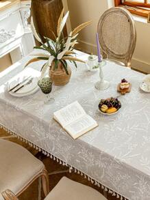 1pc Lace Tablecloth, Rectangular Table Cover With Jacquard Mesh, Available In Multiple Sizes, Suitable For Holiday Party Decor, Dining Table Decor, Home And Room Decoration