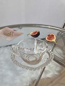1 pieza Plato de frutas con forma de corazón de vidrio transparente premium, bandeja de exhibición de postres de vajilla retro para decoración del hogar - transparente - Ver 18