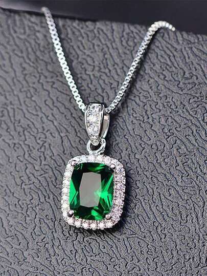 1 Stück Luxus Halskette Anhänger aus kubischem Zirkonia für Frauen, als Valentinstag Geschenk, Verlobung, Jahrestag, Party Schmuck