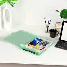 Caja de documentos impermeable A4 tablero de escritura con ranura de pluma caja de almacenamiento de papel multifuncional tablero de escritura de plástico clip de material de aprendizaje artefacto de almacenamiento - Verde - Ver 7