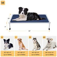 Veehoo Cooling Outdoor Elevated Dog Bed - Chewproof Raised Dog Cots Bed For Large Dogs, Washable Pet Platform With Non-Slip Feet For Indoor And Outdoor - 藍色 - 查看 5