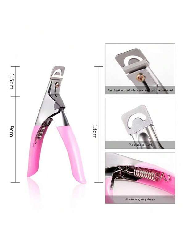 1 pieza Cortaúñas en forma de U para manicura francesa, cortaúñas específico para salón de uñas con fotocurado para extensiones de uña, herramienta multifuncional de arte de uñas, recortador de uñas portátil