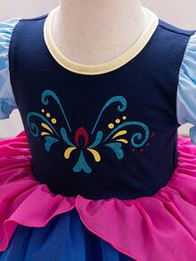 女婴薄纱网眼泡泡公主裙 - 酒紅色 - 查看 5