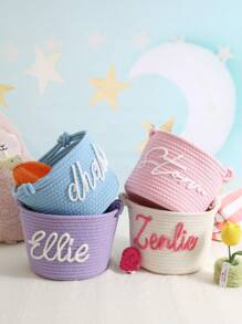 Cesto di immagazzinaggio intrecciato di colore tinta unita fatto a mano personalizzato con manico, cesto di immagazzinaggio con corda personalizzata per giocattoli, cosmetici, articoli per la casa, cesto regalo decorativo per camera, vacanze, nuova sposa, damigella, blu, per il ritorno a scuola, multifunzionale, durevole, ornamentale, riutilizzabile, raffinato, stiloso, di alta qualità, colorato, moderno, personalizzato, unico, regali ideali per lui, regali ideali per lei, ragazzo, papà, ragazza, mamma, famiglia, amici, sala da tè, casa, giardino, ufficio, per anniversari, per San Valentino, per la Festa della Mamma, per compleanni, per la Festa del Papà, per laurea, per matrimoni, per il riscaldamento della casa