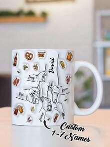 1pc Customized Name Mug, Ideal Gift For Dad/Father, Personalized Coffee Cup, Suitable For Valentine's Day, Father's Day, Birthday Or Anniversary, Couples Gift, Best Gift For Dad, Husband, Grandpa, Great Grandpa, Ideal Gift For Him, Ideal Gift For Her, Boyfriend, Dad, Girlfriend, Mom, Family, Friends - Style 7 - View 1