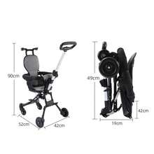 Cocinete de bebé 4 ruedas doble freno trasero ajustar la altura de la silla de bebé plegable con cojín suave gris - Gris - Ver 4