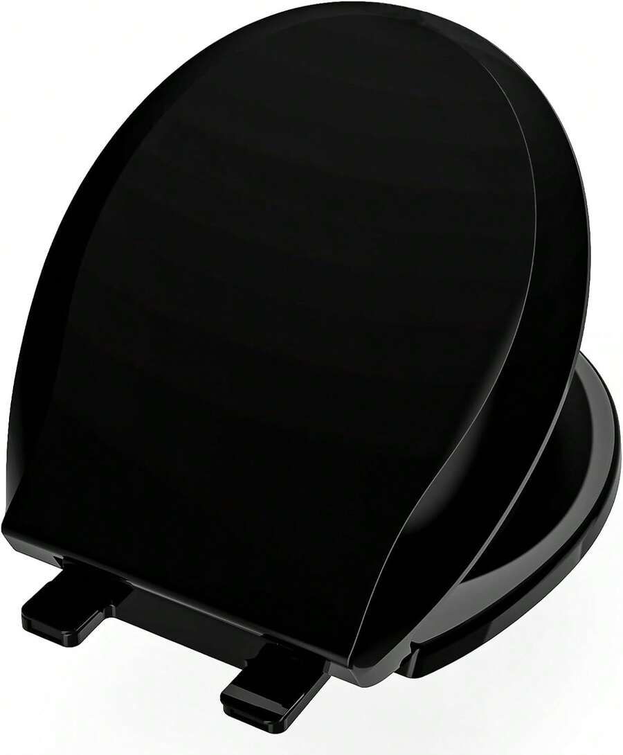 Aünsffer Toilet Seat Round Soft Close16.5'', Toilet Lid Slow Close Quiet No Slam, Easy Installation &Amp; Release,Safe PP Material Easy Clean, Comfortable Ergonomic Design, 2 Years Support, White Plastic - Black - View 1