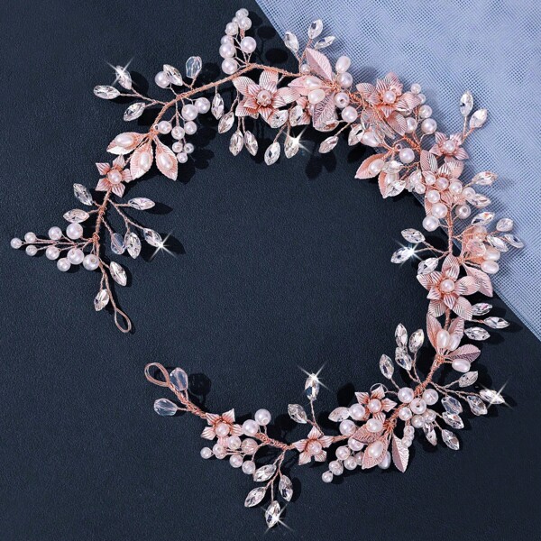 Diadema de novia de lujo con perlas de cristal, vincha de cristal hecha a mano con hoja, diadema de cristal para fiestas, festivales y actuaciones, accesorios para el cabello de novia y boda, aro para el cabello