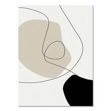 1pc Wall Arts Posters Optional Frame Vintage Abstract Boho Geometric Line Posters Black Beige Bohemian Wall Art Canvas Painting Print Picture For Living Room Home Decoration