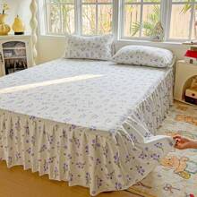 Juego de cama de 3 piezas con estampado digital simple y suave y cómodo, 1 * sábana ajustable + 2 * fundas de almohada, sin edredón, juego de ropa de cama estampada transpirable para dormitorio, habitación de invitados, cama King/Queen/Doble, hipoalergénico, diseño reversible, para todas las estaciones, lavable a máquina