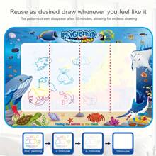 Tecforood Pizarra de dibujo mágica de acuarela - Dinosaurio, animal, tema reutilizable, suministros de arte lavables, paño absorbente y bolígrafo mágico de agua, juguete interactivo padres-hijos, regalo de cumpleaños creativo, ilustración de dinosaurio, material antiadherente, juguete interactivo