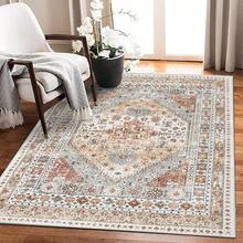 1/2 Set Large Area Washable Carpets, Hallway Rugs, Easy Cleaning Carpets Suitable For Living Room, Bedroom, Vintage Home Decor - Orange - View 23