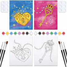 Date Night Painting Kit For Couples Sip And Paint Night Kit For Adults Pre Drawn Canvas To Paint For Adult Pre Stretched Canvas Lover's Lock And Key Art Set Christmas Valentine's Day