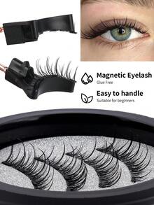 MAGEFY 1 Set 4pcs CC Curl Magnetic Eyelash Kit - Natural Looking Reusable False Eyelashes With Strong Magnet, 8-12mm Faux Mink Lashes For Everyday Wear, Waterproof,Comic Eyelash Glue Free, Comic Pointed Tail Style Mixed Style, Elongated Eye Tail Enlarges Both Eyes,Fluffy Slim For Everyday Use Manga Eyelashes, Travel Essentials ﻿ - 自然纖長款 - 查看 10