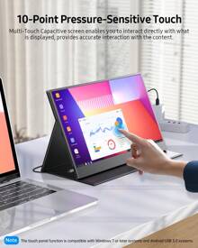 Uperfect Tragbarer Monitor Uperfect 156e07W 15,6 " 1080P FHD IPS Touchscreen TYPE-C USB C für PC Laptop Handy, VESA-kompatibel