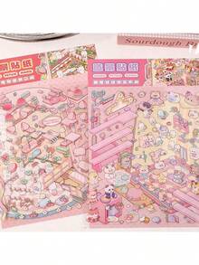 Stickers *3 + Scene Card *1 DIY 3D Sticker Scene Miniature Scene Stickers, Landscape Collage, Handbook Stickers, DIY Collage Paintings Cartoon Cute Planner Stickers Educational Handbook Leisure Toys - Multicolor - View 7