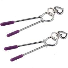 Brustwarzenklammer geeignet für Druckmetall-Herzanhänger, für Anfänger ohne Piercings, Clip-Körperschmuck mit künstlichen Perforationen (Lila) Geschlecht, Sexy, Sexspielzeug, Sexwerkzeuge, Geschlechtswerkzeuge, SM-Produkte für Mann Frau & Paar