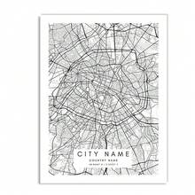 1 buc/3 buc postere de perete, cadru opțional, vintage personalizat la nivel mondial, orice hartă a orașului, poster nordic și imprimare, artă de perete pe pânză, pictură în orice oraș, imagini de perete pentru decorul camerei de zi