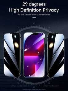 3pcs Anti-Spy Tempered Glass Screen Protector, Compatible With Apple 6/6s, 7/8/Plus, X/Xs/XS Max, 11/11 Pro/11 Pro Max, 12 Mini/12/12 Pro/12 Pro Max, 13/13 Mini/13 Pro/13 Pro Max, 14/14 Plus/14 Pro/14 Pro Max, 15/15 Plus/15 Pro/15 Pro Max, Black Framed Full Screen Privacy Protection Film - Black - View 4