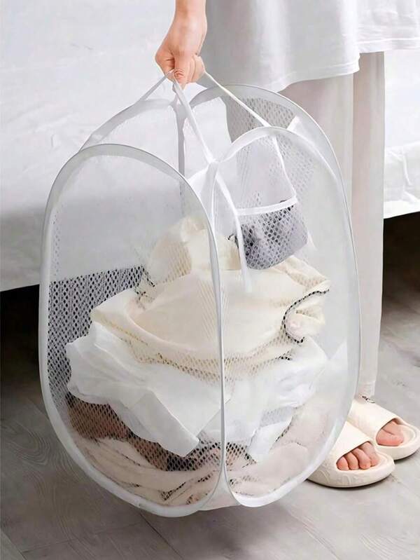 Foldable Mesh Laundry Basket, Breathable Dirty Clothes Storage Container, Toy & Miscellaneous Organizerlaundry Hamper,Washing Basketbathroom Organizer,Basket,Storage Basket,Foldable Laundry Basket