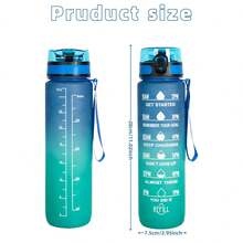1pc Approx. 1000ml/32oz Spray Gradient Drinking Cup, Outdoor Cycling Plastic Water Bottle, Fragile Lid, With Lid And Strap For Convenient Carrying, Marked Scale On Cup Body, Suitable For Outdoor Cycling, Picnic, Camping, Fitness, Office And More - Multicolor - View 4
