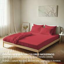 Ecommerc3 Fitted Sheet For Mattress From 80 To 200 Cm, Adjustable, Elastic, Durable – Soft, Breathable Fitted Sheet With Perfect Fit – Suitable For Mattresses Up To 30 Cm Height - Red - View 7