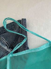 Bolso de hombro transparente de malla para niña, una bolsa de transporte de gran capacidad y con estilo, adecuada para uso diario
