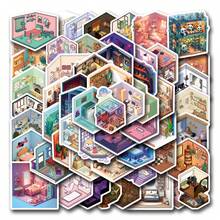 55 Stücke Haus-Motiv Aufkleber Vinyl Ästhetik Aufkleber für Scrapbooking, Tagebücher, Laptop, Stoßstange, Skateboard, Wasserflasche, Computer, Handy, Cartoon, Helm, Auto