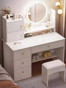 Tocador Multifuncional Que Incluye Espejo,lámpara Y Taburete - Tipo de Enchufe A USA (110-127V) - Ver 4