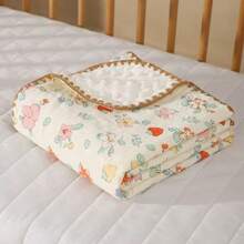 1pc Baby Blanket, Adorable Pattern, Plush Sherpa Fabric, Multi-Functional Use - Stroller Cover, Newborn Swaddle, Nap Blanket, Summer Quilt, Suitable For Spring, Summer, Autumn, Outdoor Use, Size: 100cm*100cm