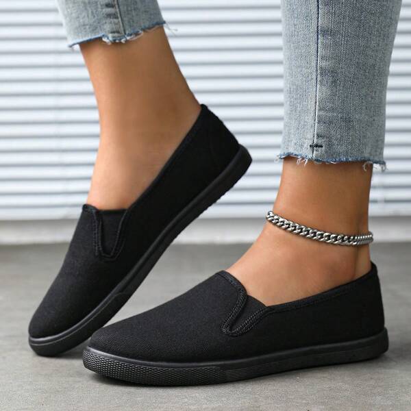 Zapatos planos sencillos de puntera redonda y sin cordones, para uso casual, unisex, zapatillas ligeras para deportes, exteriores y trabajo