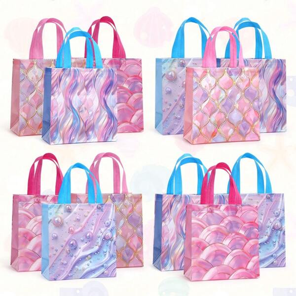 Set de 12/24 bolsas de fiesta con conchas marinas para decoraciones de cumpleaños de sirena y fiestas temáticas de "bajo el mar", para celebraciones de verano, picnic en la playa, regalos y suministros de fiesta