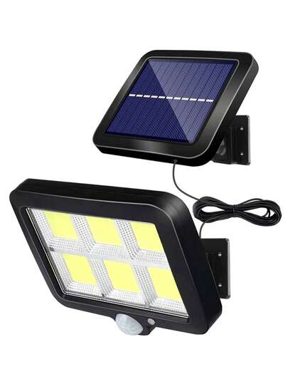 120 luces LED COB con sensor de movimiento solar, lámpara de pared solar para exteriores con 3 modos de iluminación, paneles ajustables, luces de inundación solares de seguridad para jardín, valla, porche, escaleras, garaje - Luces solares para exteriores