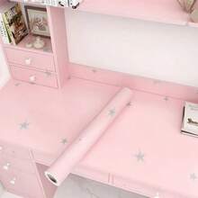 1 片粉色星星壁纸接触纸，撕下即贴可移除乙烯基薄膜墙贴，防水壁纸，适用于卧室、厨房、橱柜装饰 - 粉色 - 查看 4