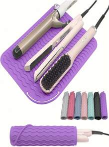 Tapete de Silicone Resistente ao Calor para Chapinhas e Ferros de Enrolar - Design de Onda Antiderrapante, 4 Cores (Bege/Preto/Branco/Azul Claro), Proteção de Ferramenta de Calor e Organizador de Suporte Durável