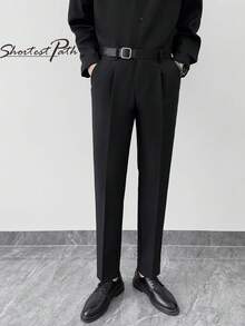 Men's Relaxed Fit Straight Leg Formal Dress Pants - Black - View 1