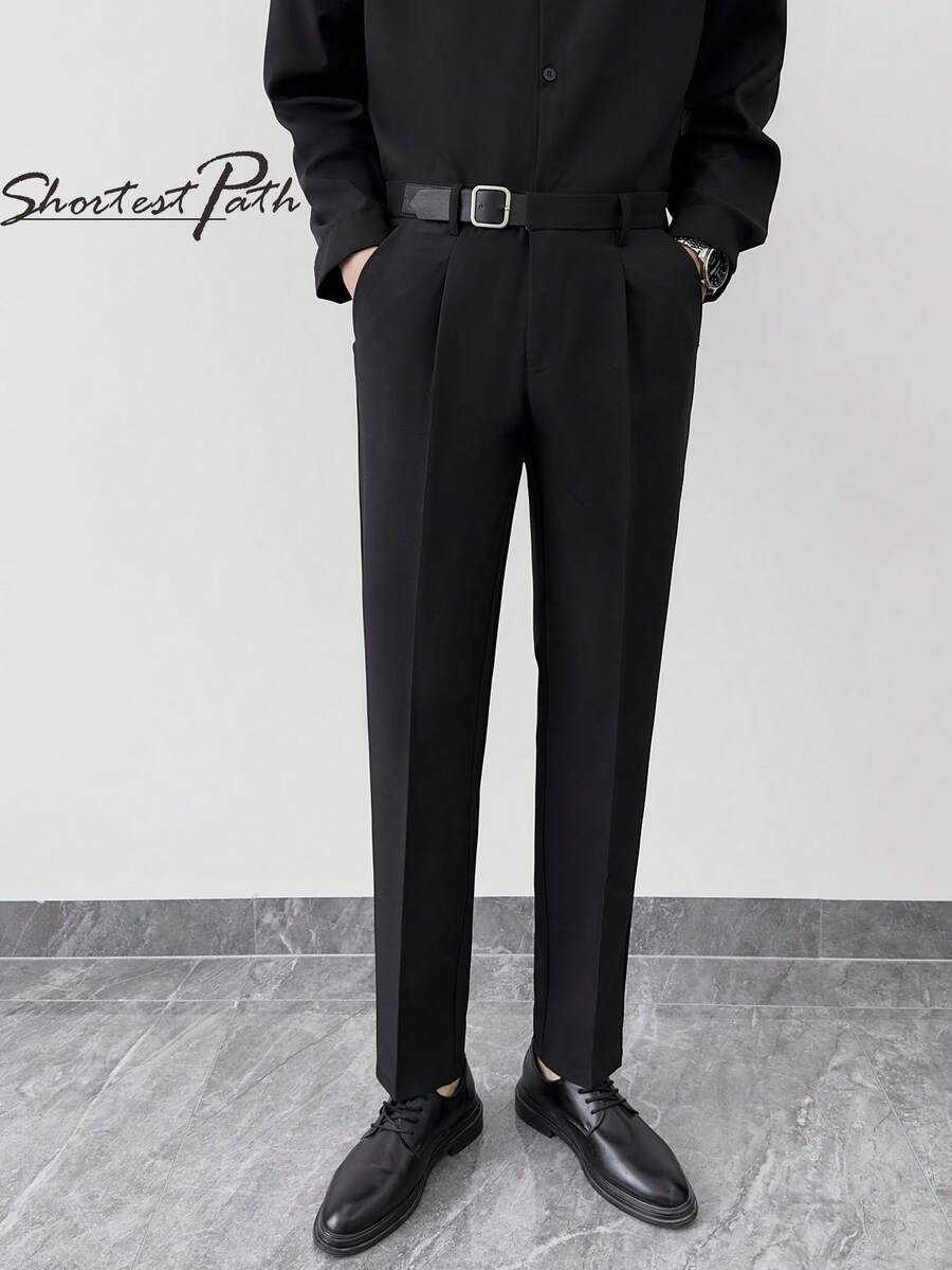 Men's Relaxed Fit Straight Leg Formal Dress Pants - Black - View 1