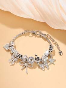 1pc Women's European & American Style Beaded Adjustable Bowknot Bracelet, Women Jewelry Bracelet