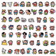 CRAYON SHINCHAN 60 Sheets Crayon Shin-Chan Cartoon Stickers, Cute Expression Stickers For Notebooks, Planners, DIY Decorations
