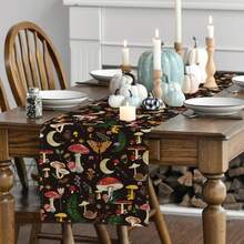 Caminho de mesa de outono com flores silvestres em preto/branco, decoração sazonal de mesa de jantar para cozinha, primavera e verão, para decoração de festas em casa - Multicolorido - Ver 6